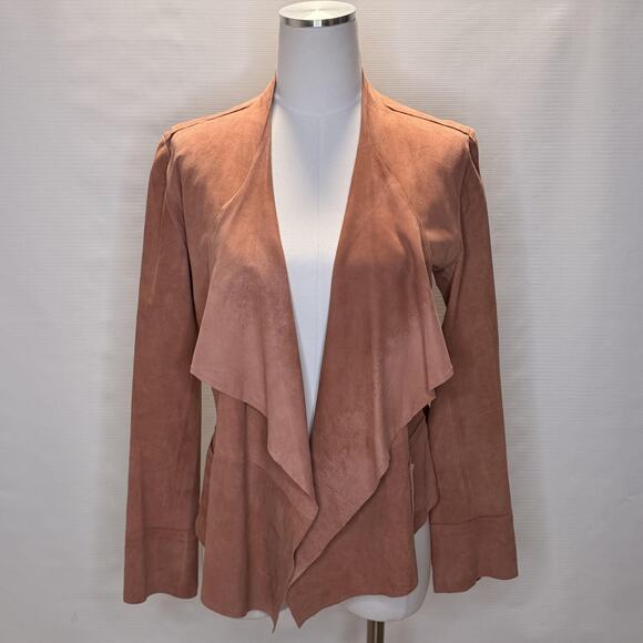 Sundance Jacket Womens 4 Blush Pink Suede Waterfall Drape Open Front Peplum - Picture 1 of 9